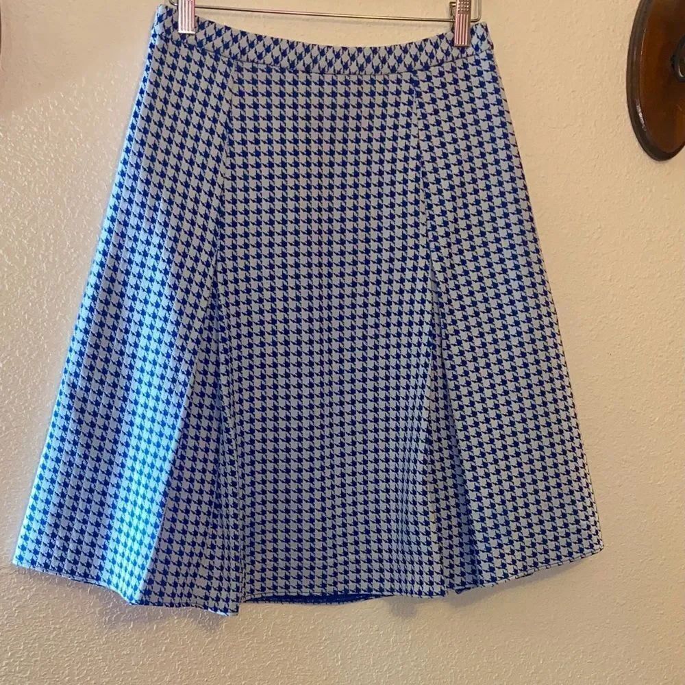Catalina Blue and White Houndstooth A-Line Skirt Size 11-12